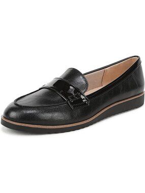 Women's Black Patent Closed Toe Flat Slip On Fashion Casual Zee Penny Loafer